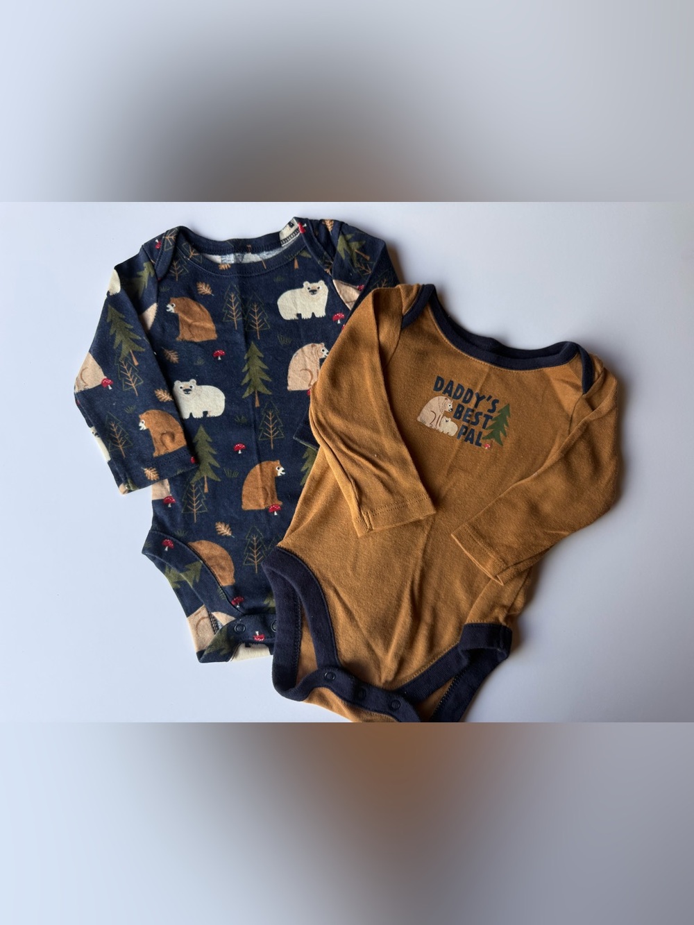 Cozy Bear Print & Brown Long-Sleeve Baby Bodysuit Set
